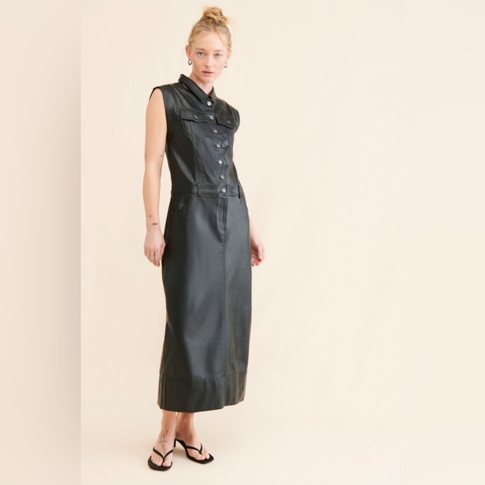 Free People Danni Midi Vegan Leather Dress